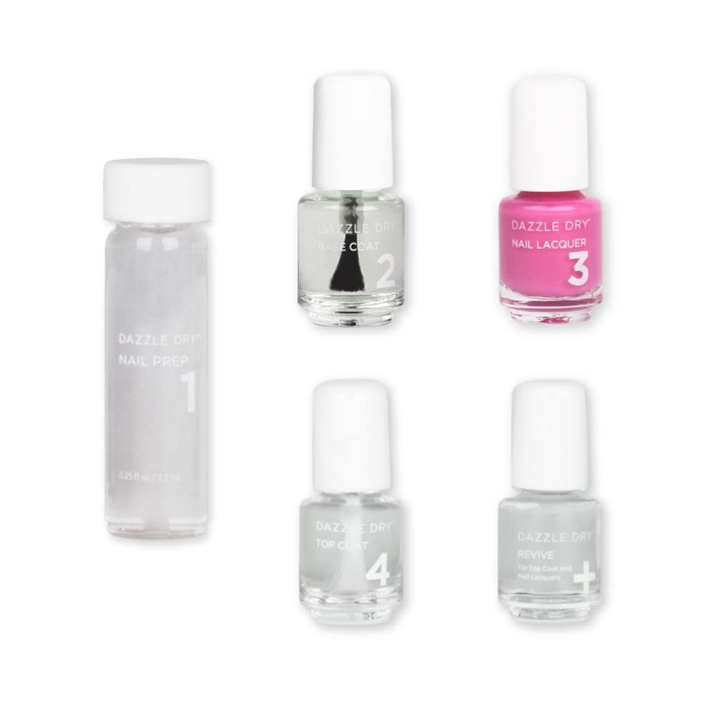 Dazzle Dry Mini Kit 4 Step System - Cherry Parfait, A Medium Bright Pink With Raspberry Undertones. Full Coverage, Cream. (5 Pie
