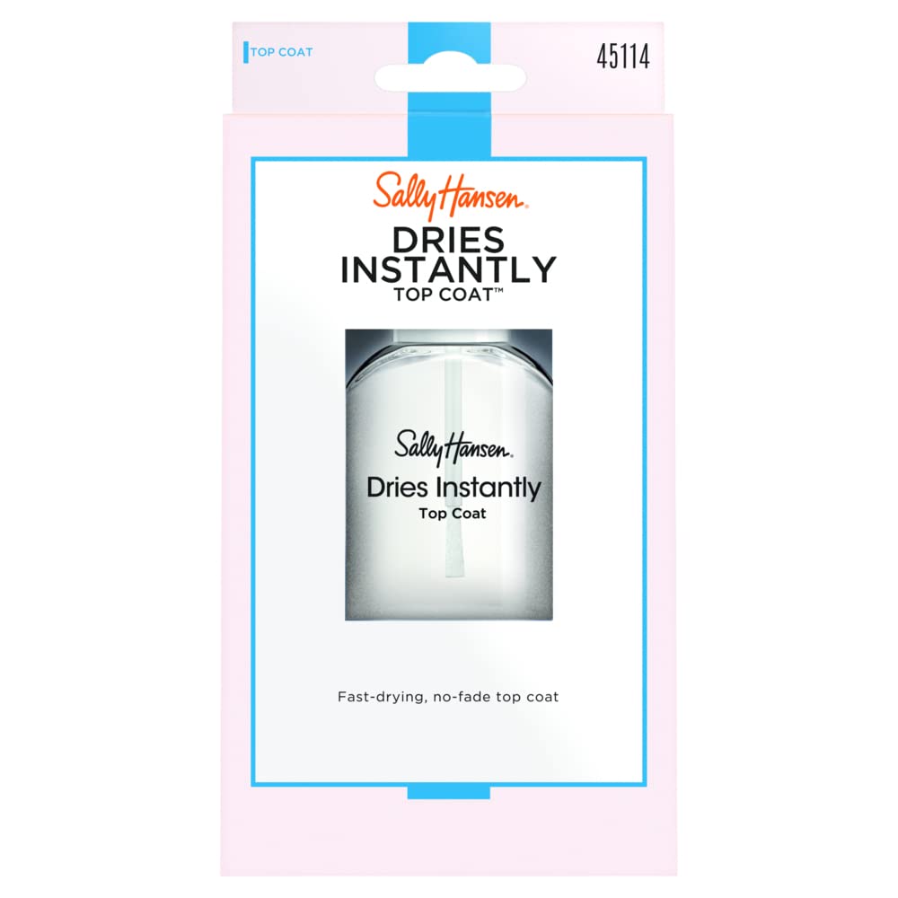 Sally Hansen Dries Instantly Top Coat Nail Polish For Women, No Fade, 0.45 Fl Oz, Fast Drying Nail Color Protection, Resists Smu