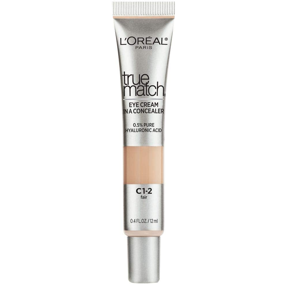 LOr al Paris True Match Eye Cream in a Concealer, 0.5% hyaluronic acid, Fair C1-2, 0.4 fl. oz.