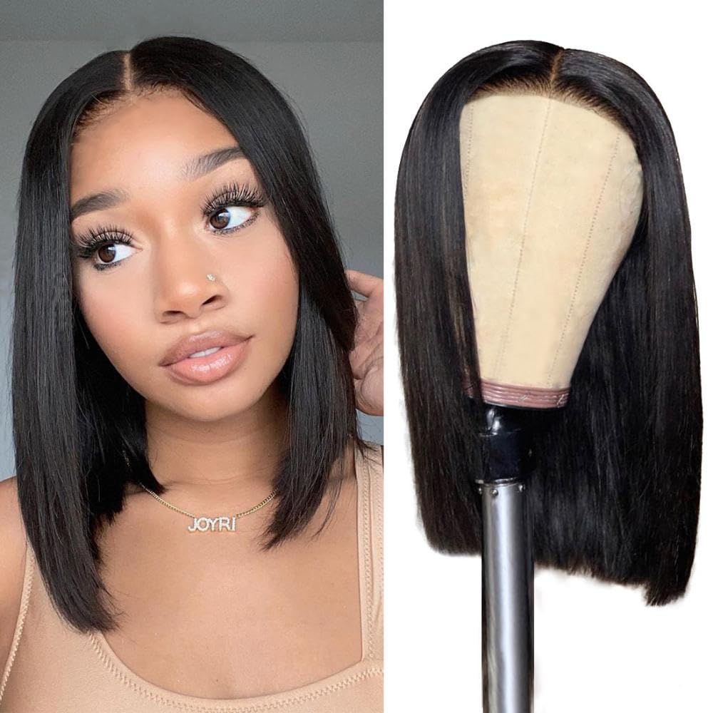 Foreverlove Lace Front Wigs Human Hair Bob Straight 180% Density Unprocessed Brazilian Virgin Human Hair Glueless 4X4 Lace Closu