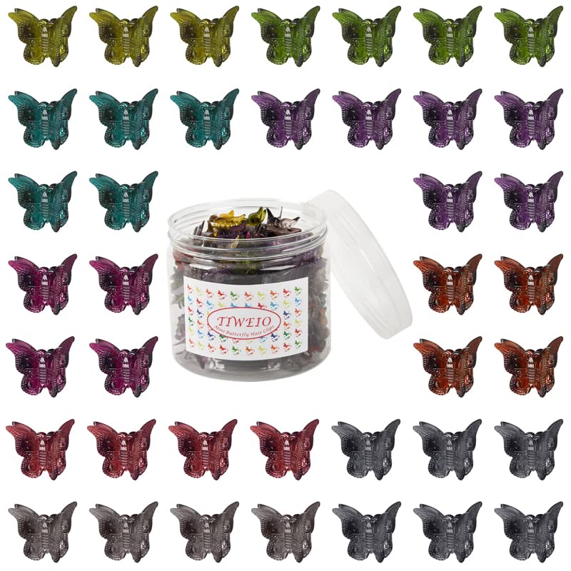 Tiweio Butterfly Hair Clips, 50Pcs Mini Hair Clips With 9 Leopard Print Color, Small Hair Claw Clips Cute Hair Accessories For H