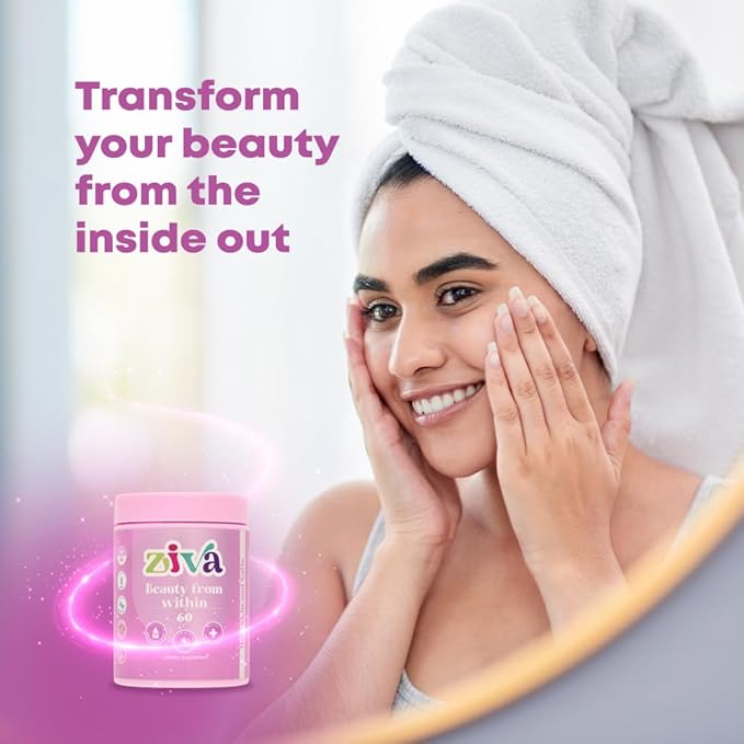 ZIVA Beauty from Within Gummies – Skin & Nail Support Supplement for Women – Daily Gummy Vitamins for Natural Beauty – 60 Servings