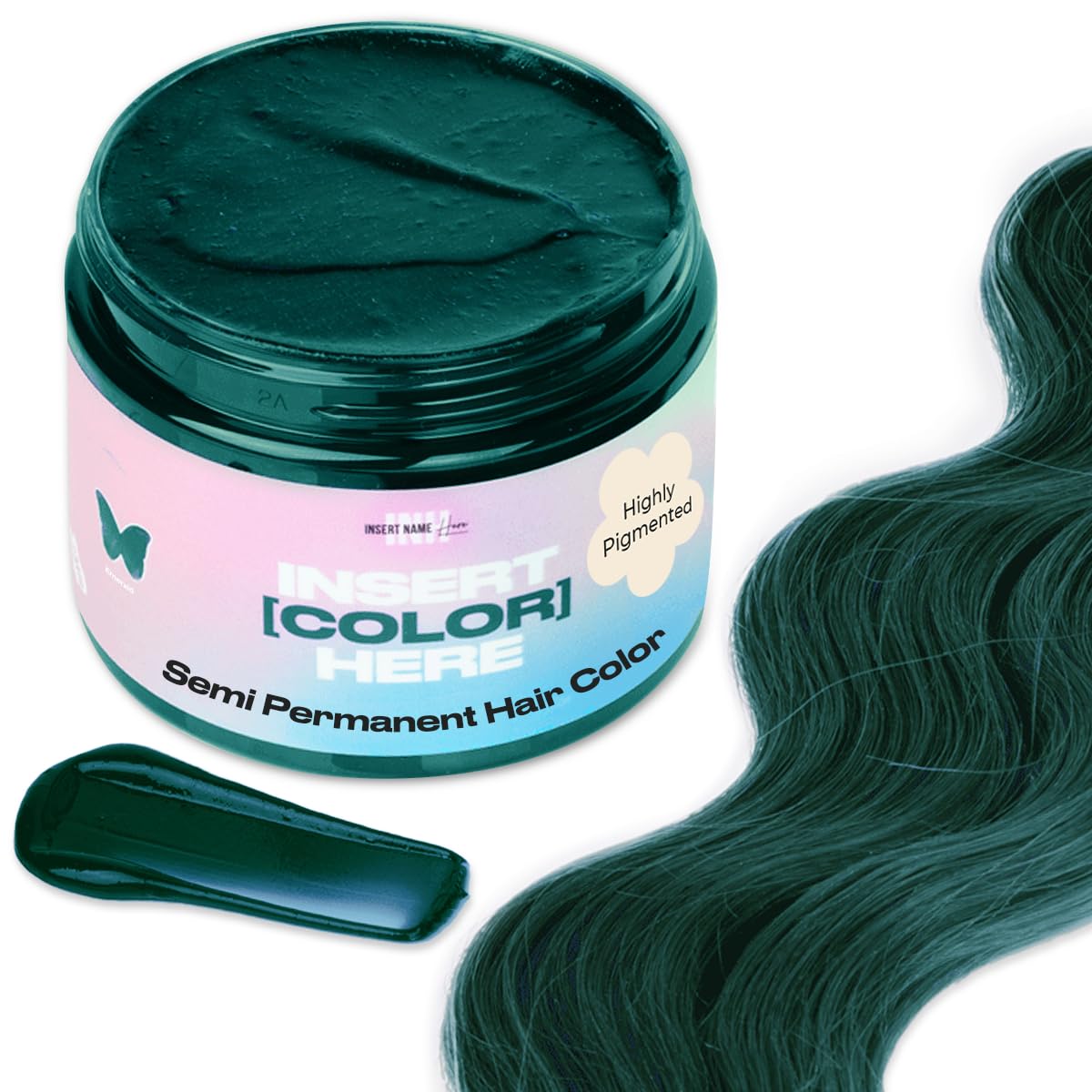 Inh Semi Permanent Hair Color | Color Depositing Conditioner | Emerald Green Hair Dye | No Bleach & No Peroxide Temporary Tint F