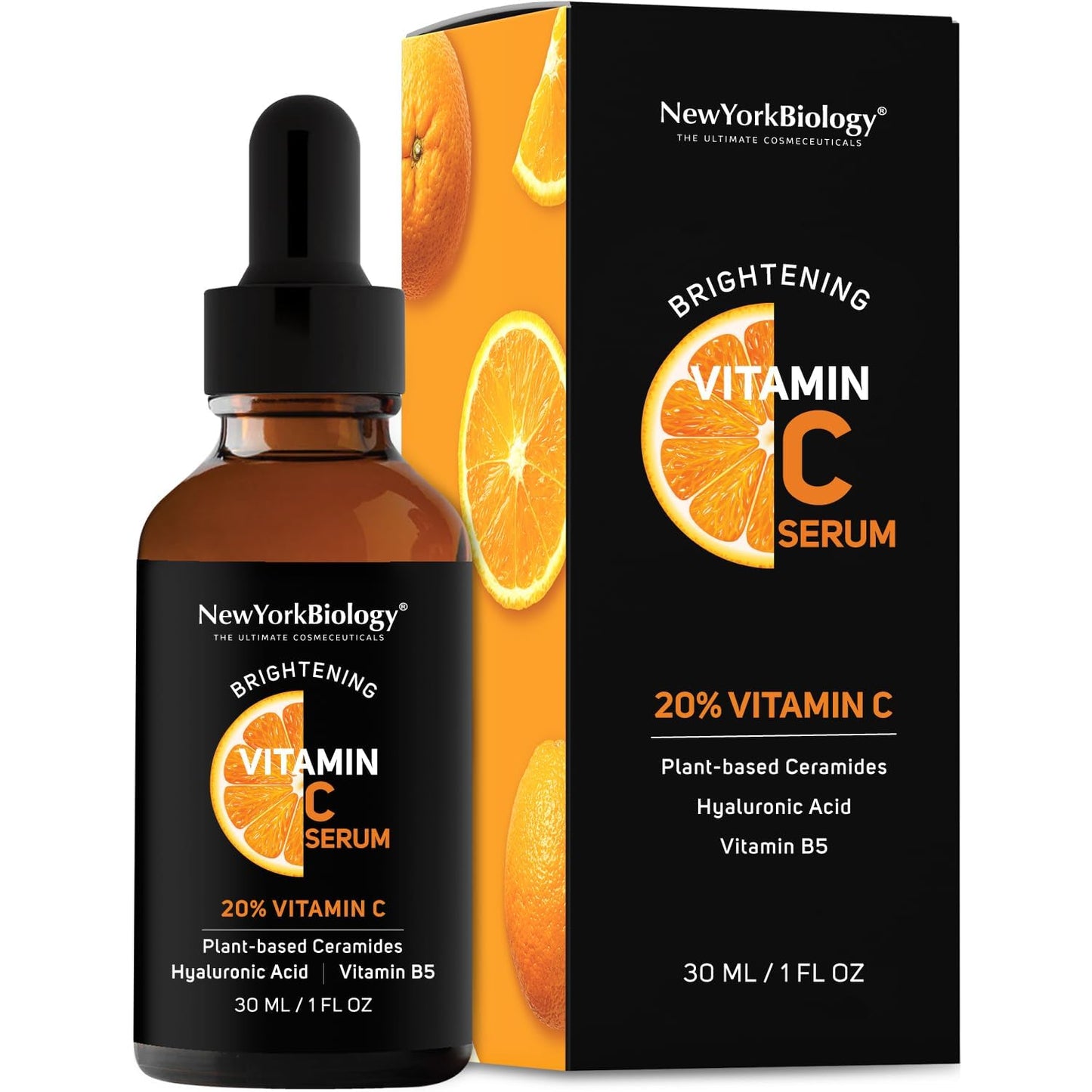 New York Biology Vitamin C Serum For Face With Hyaluronic Acid And 20% Vitamin C - 1 Fl Oz - Moisturizing Anti Aging Face Serum