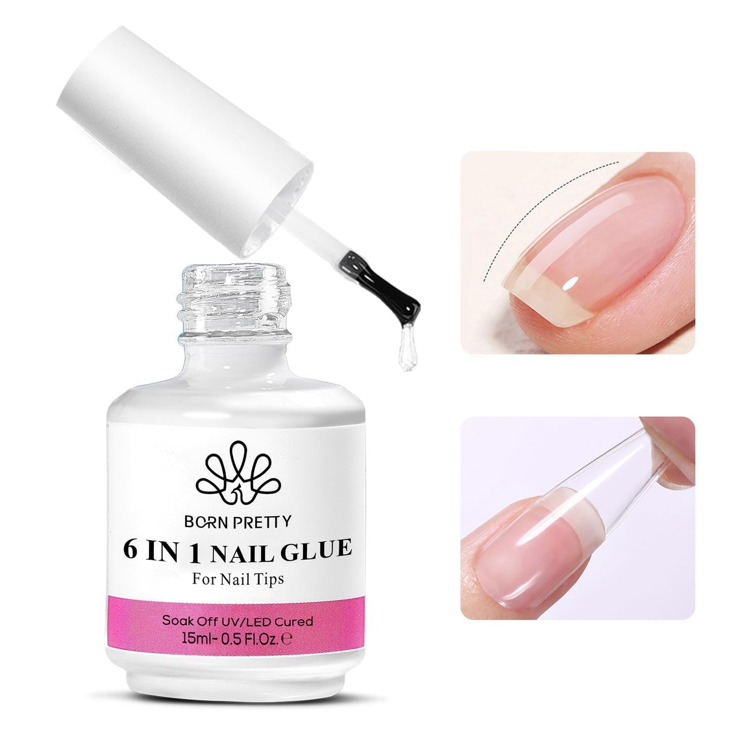 Born Pretty Nail Glue For Tips, 6 In 1 Gel Nail Extension Gel,Blooming Gel,Base Gel Top Coat,Builder And Strengthener Gel For Na