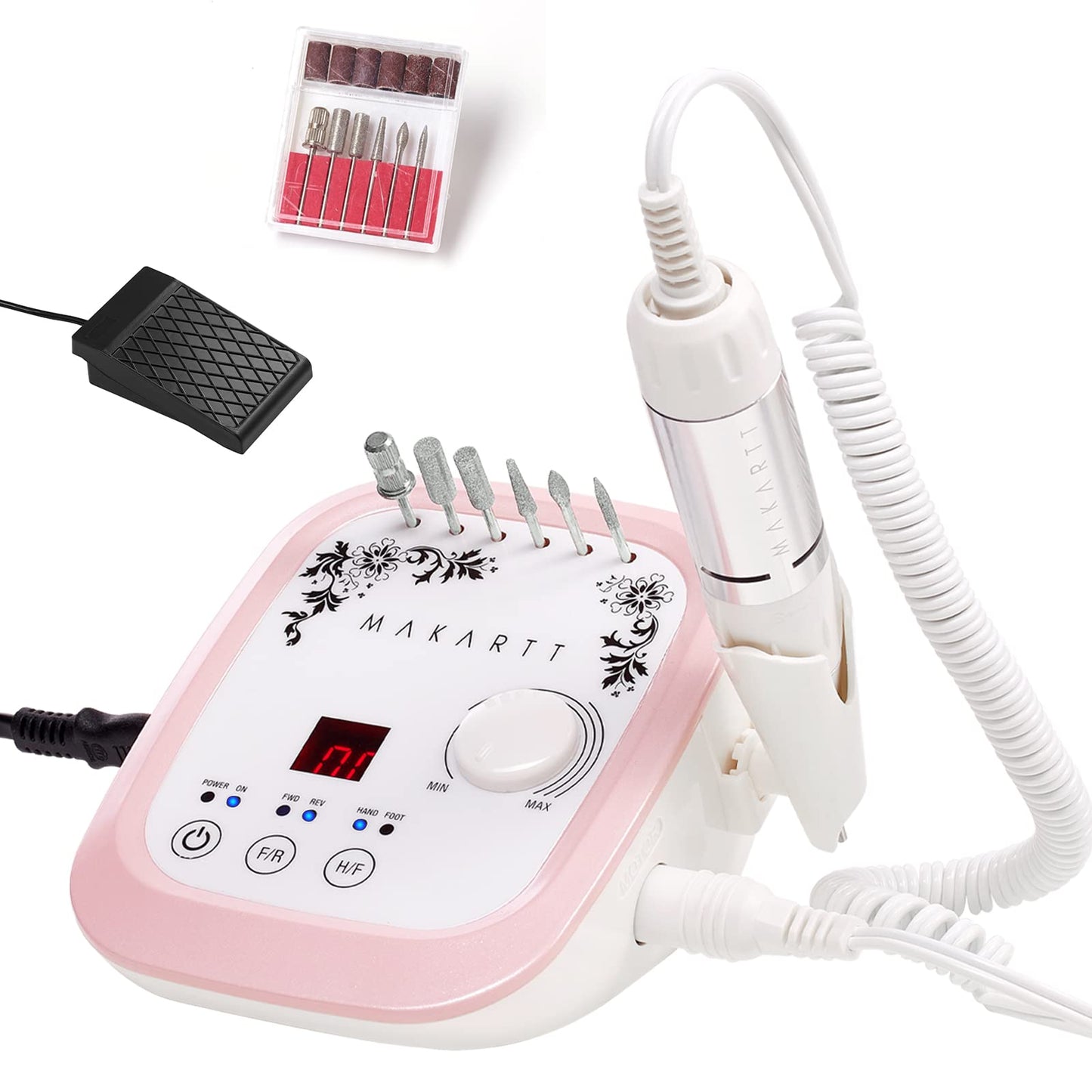 Makartt Nail Drill Professional 35000Rpm Electric Nail File Machine, Genesie Nail Efile With Lcd Screen, Drill Bit Set For Acryl