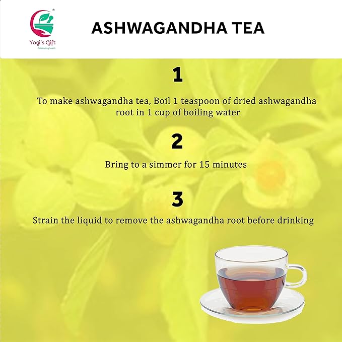 Ashwagandha Root 4 oz | Dried Ashwagandha Herb | 100% Naturally Dried | Withania Somnifera | Best Particle Size For Making Tea | by Yogi's Giftยฎ