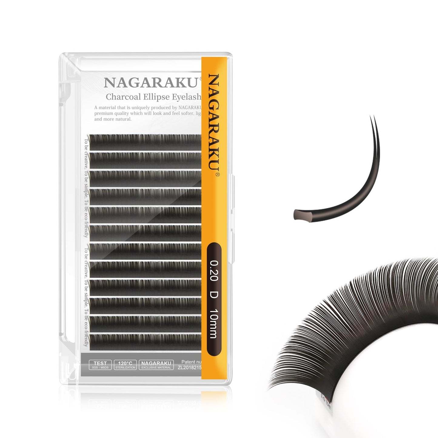 Nagaraku Double Tips Flat Ellipse Eyelash Extensions Supplies 0.20 D Curl 10Mm Natural Charcoal Color Faux Mink Super Soft Split