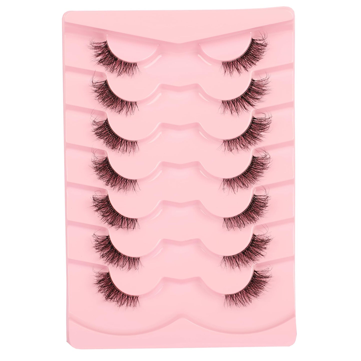 Gmagictobo False Eyelashes Fluffy Wispy Half Lashes Cat Eye Look Natural Clear Band Eyelashes 1/2 Faux Mink Lashes 7 Pairs