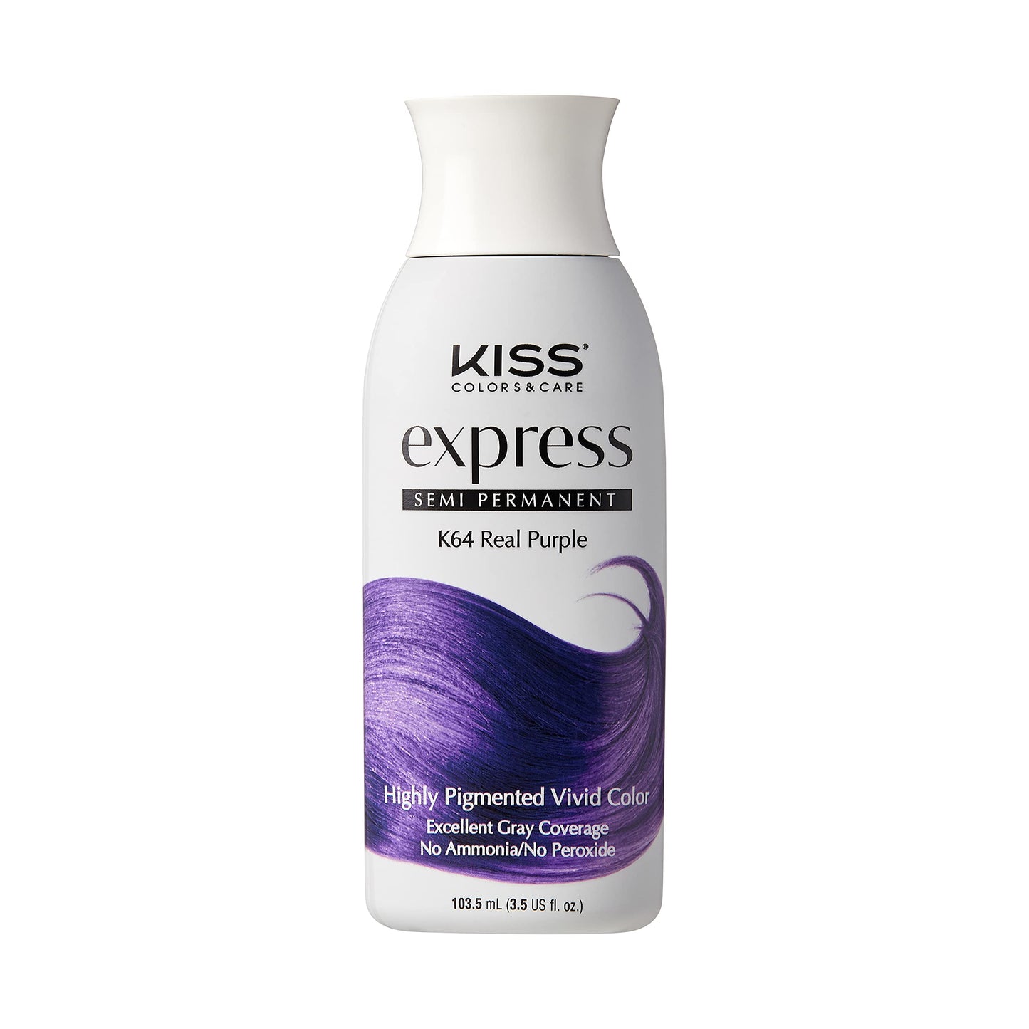 Kiss Express Semi-Permanent Hair Color 100Ml (3.5 Us Fl.Oz) (2 Pack, Real Purple)