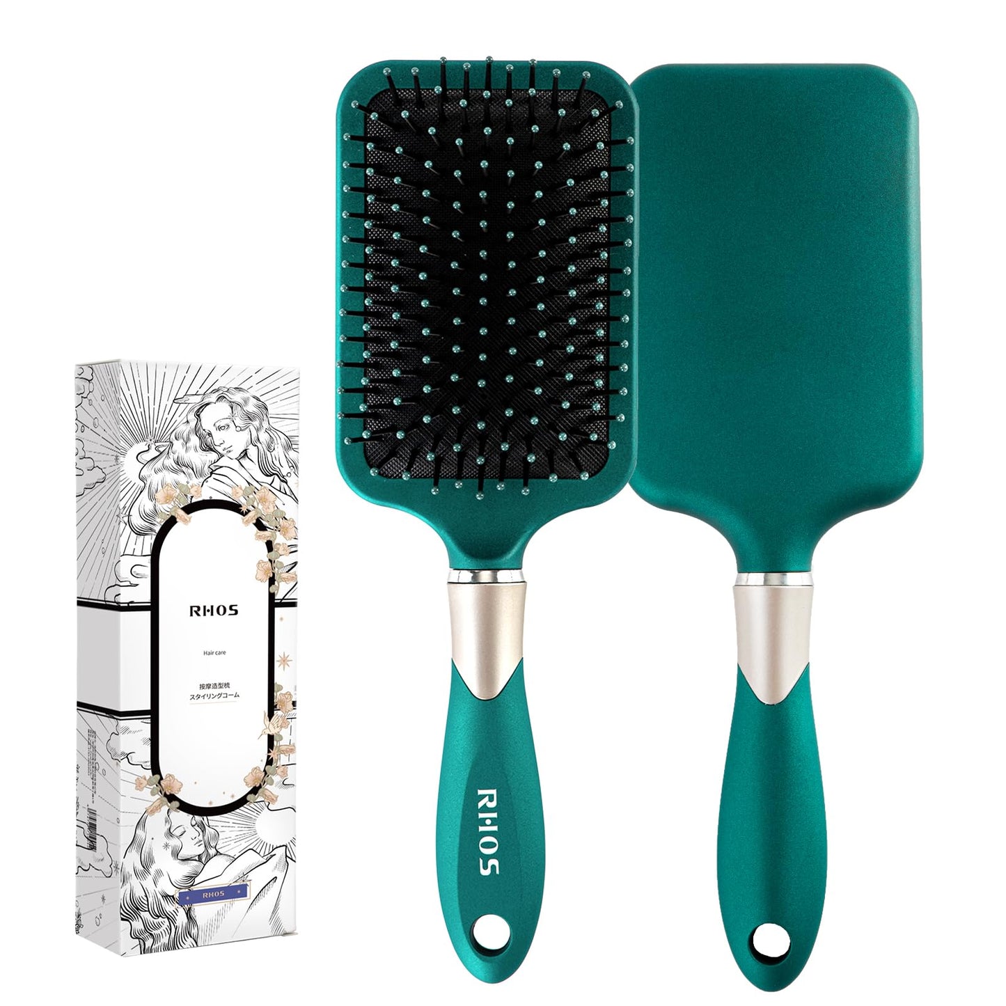 Rhos Hair Brush For Women And Men - Detangler Hair Brush With Nylon Bristles For Thick, Curly, Thin, Long, Wet & Dry Hair - Cush