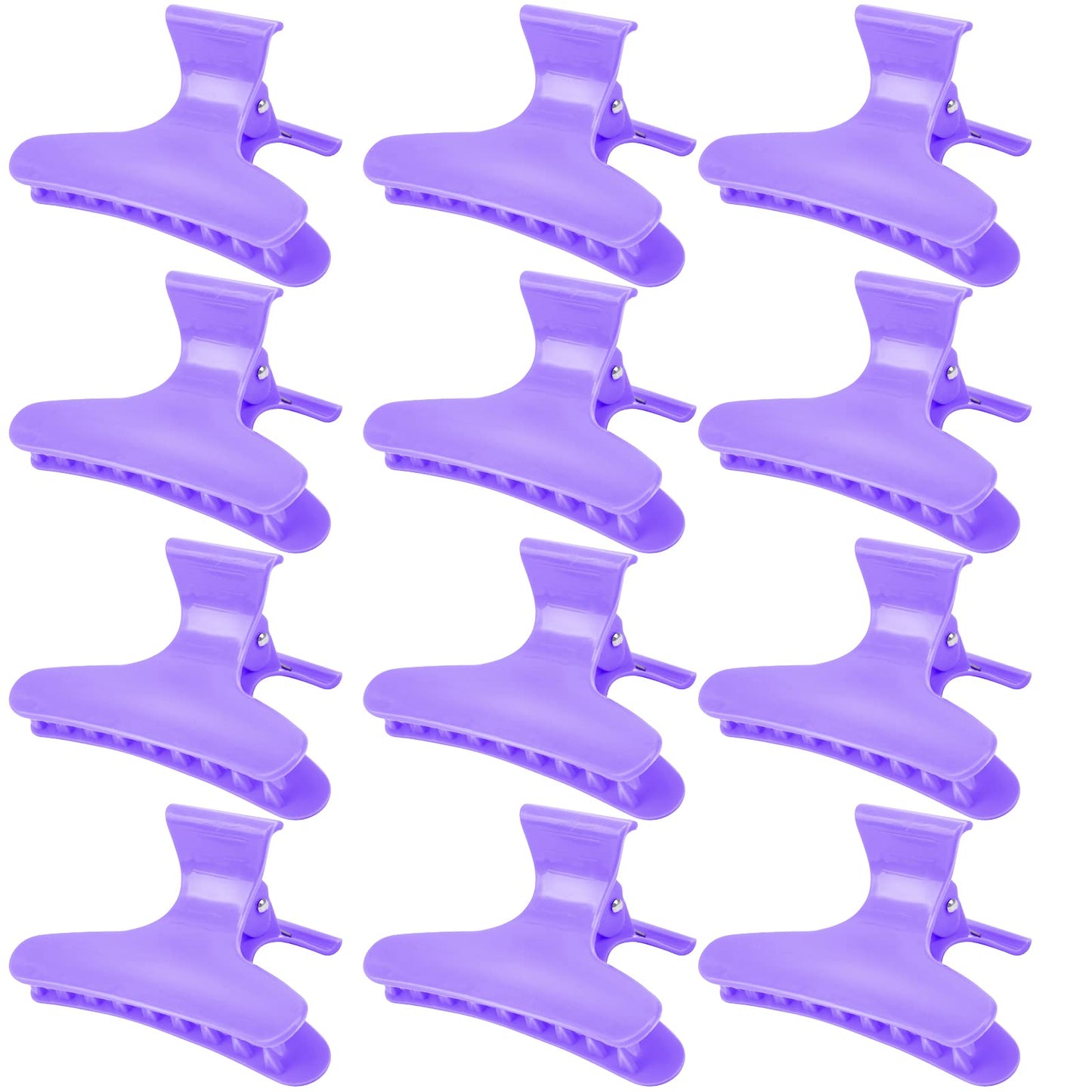 Ondder 12 Pack Purple Butterfly Hair Clamps Clips Hair Claw Clips Salon Pro Section Clip For Styling, Sectioning, Cutting, Color