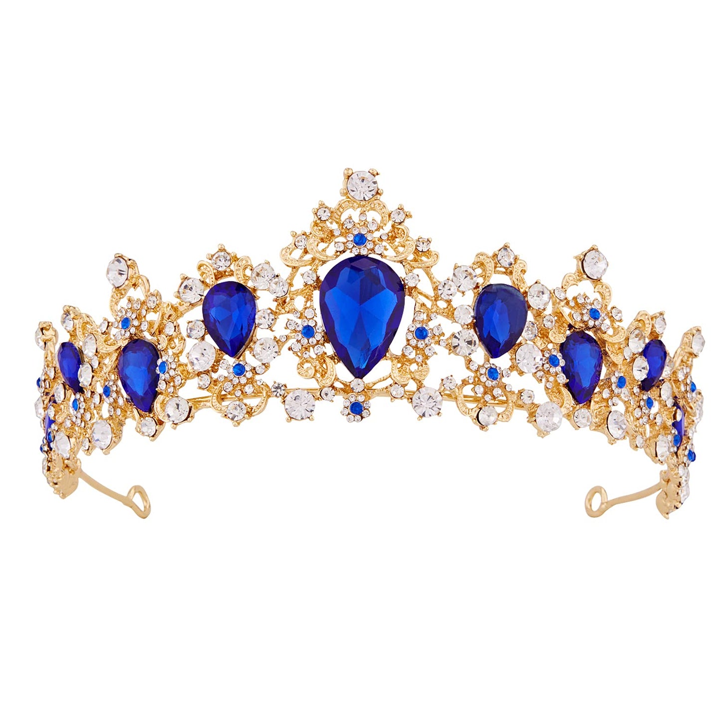 Crowns For Women, Vofler Silver Tiara W/Sapphire - Baroque Dark Blue Crystal Rhinestone Head Piece Accessories For Princess Girl