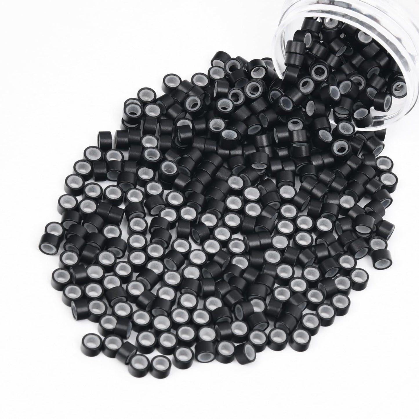Vlasy 400Pcs 5Mm Silicone Lined Micro Ring Beads For Hair Extensions 5Colors Apply (400Pcs Black)