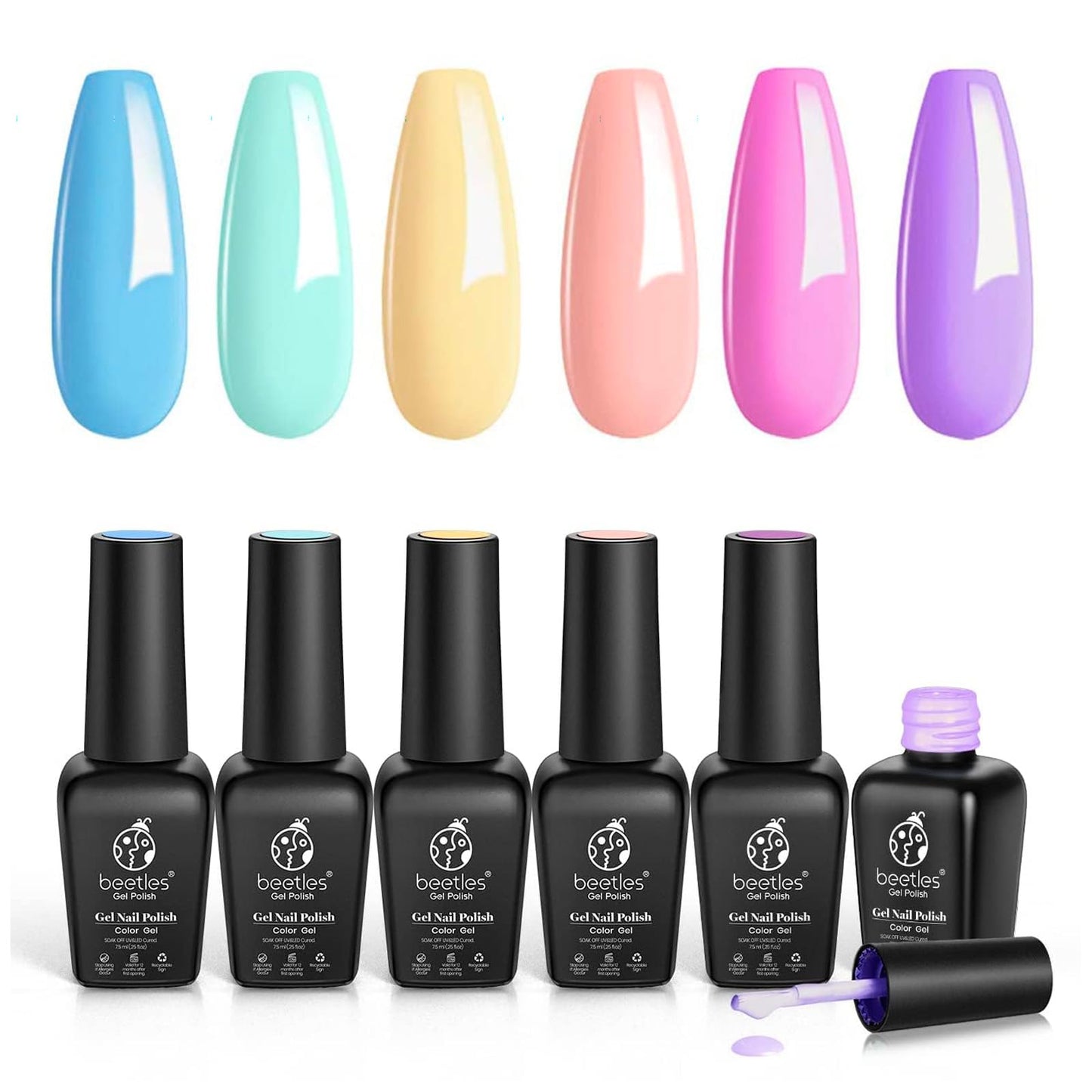 Beetles Gel Nail Polish Set 6 Colors Unicorn Collection Pastel Blue Yellow Pink Gel Polish Soak Off Uv Led Lamp Baby Blue Yellow