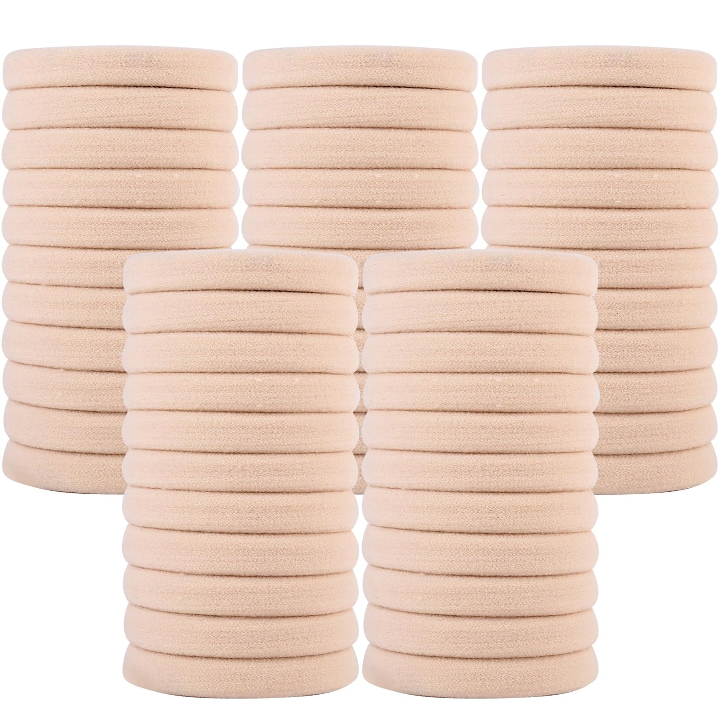 Qarwayoc 50Pcs Large Blonde Hair Ties, Seamless Hair Ties Bands, Soft Hair Ponytail Holders, Nylon Elastics Hair Ties, 2 Inch In