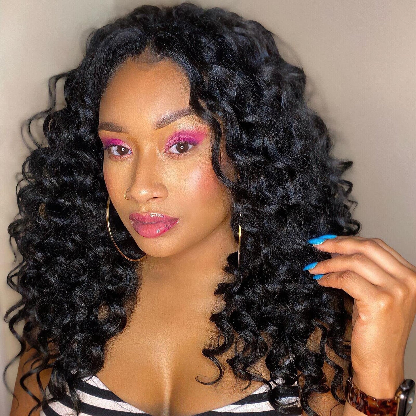 Toyotress Ocean Wave Crochet Hair - 16 Inch 8 Packs Natural Black Crochet Braids Deep Twist Synthetic Braiding Hair Extensions (