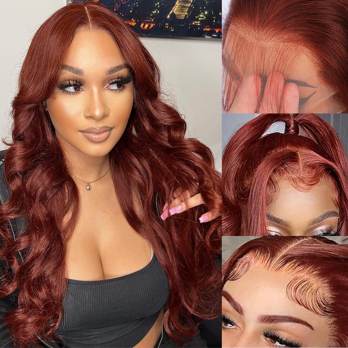 34 Inch Reddish Brown Lace Front Wigs Human Hair 13 6 Hd Lace Body Wave Aubrun Brown Front Wig Pre Plucked Red Human Hair Color
