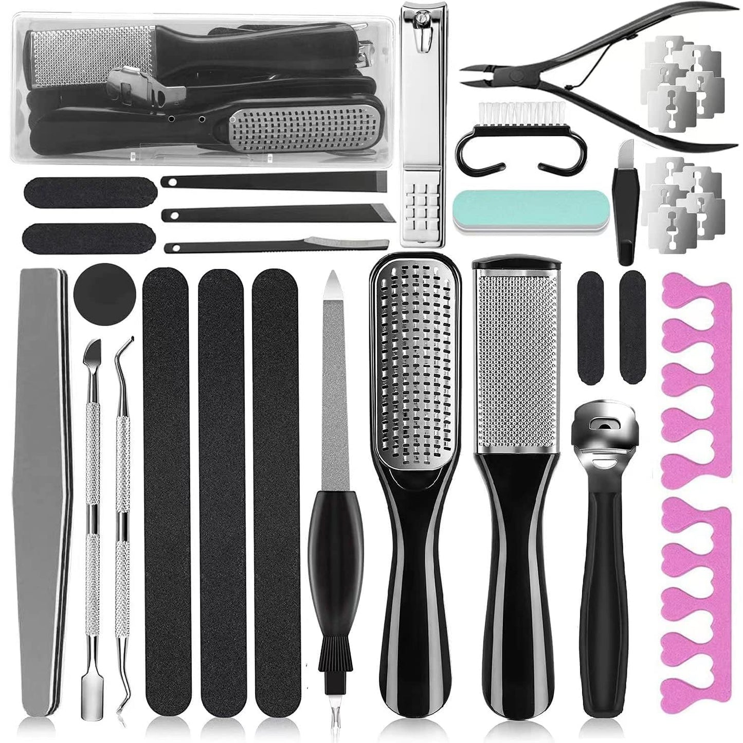 Ekocsio Professional Pedicure Kit, 36 In 1 Stainless Steel Foot Care Kit Foot Rasp Dead Skin Remover For Home & Salon Care, File