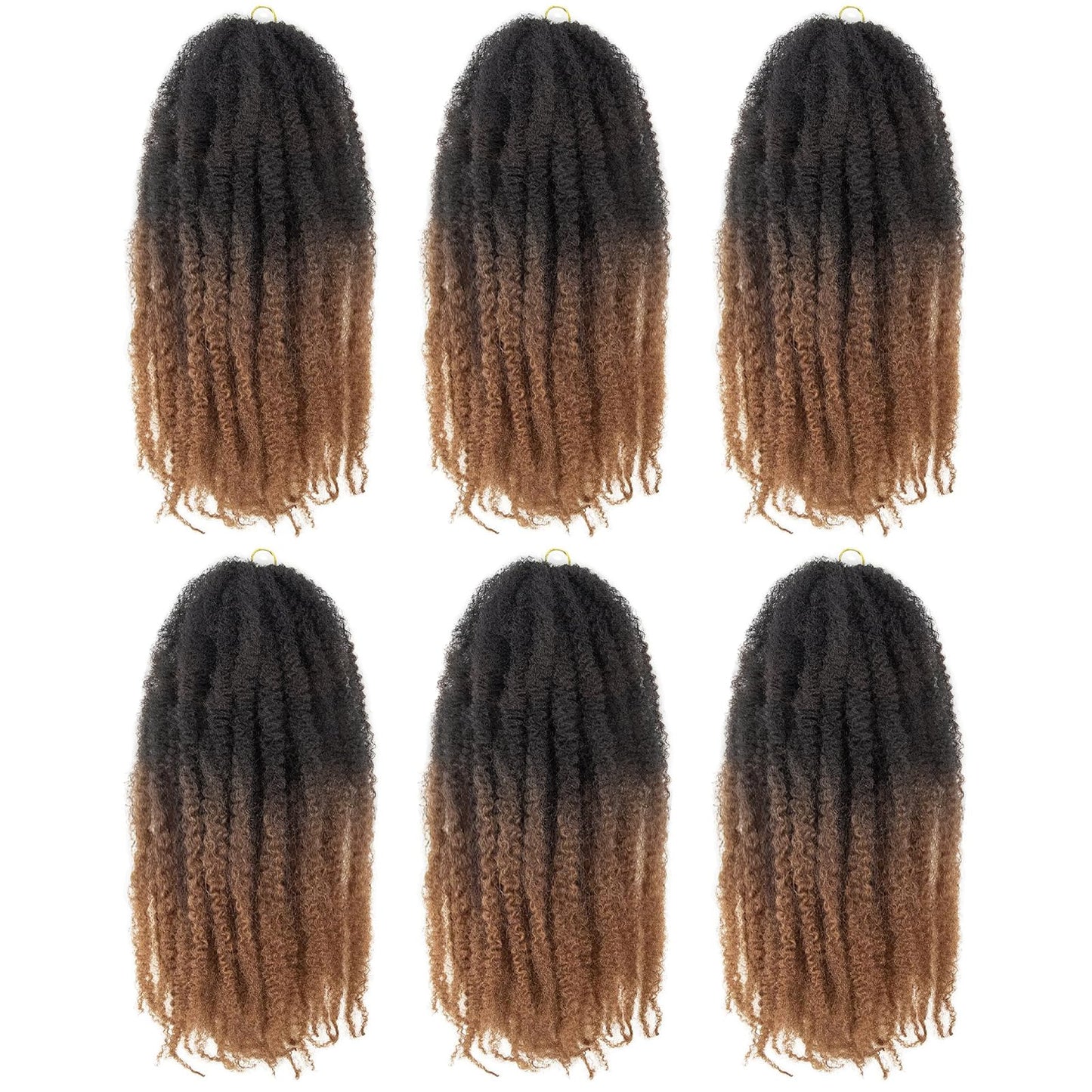 Toyotress Marley Twist Braiding Hair - 18 Inch Ombre Brown Long Marley Hair For Faux Locs, Afro Kinky Curly Marley Twist Crochet