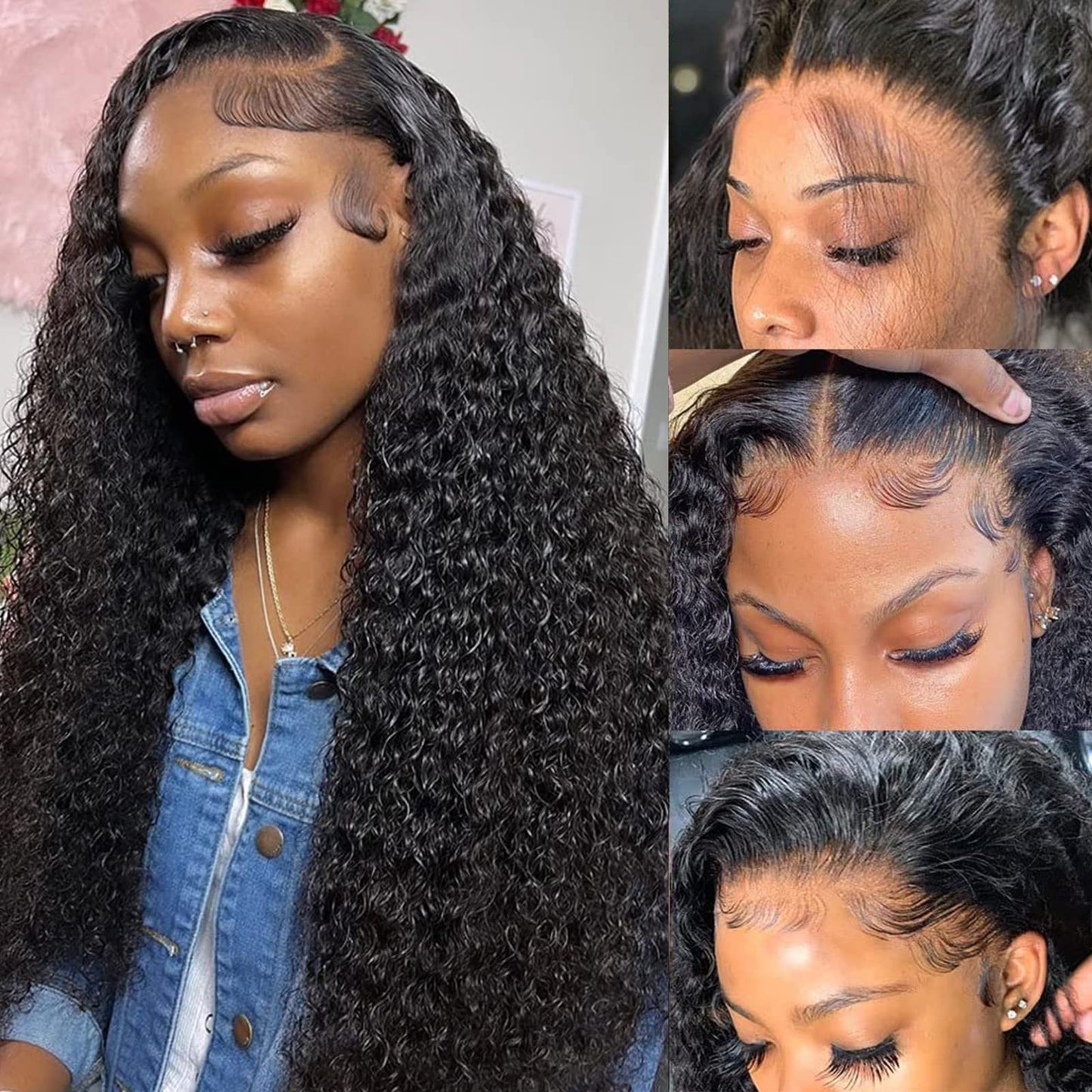 Ysxbui Deep Wave Lace Front Wigs Human Hair Pre Plucked 180 Density 13X4 Curly Hd Lace Front Wig Human Hair With Natural Hairlin