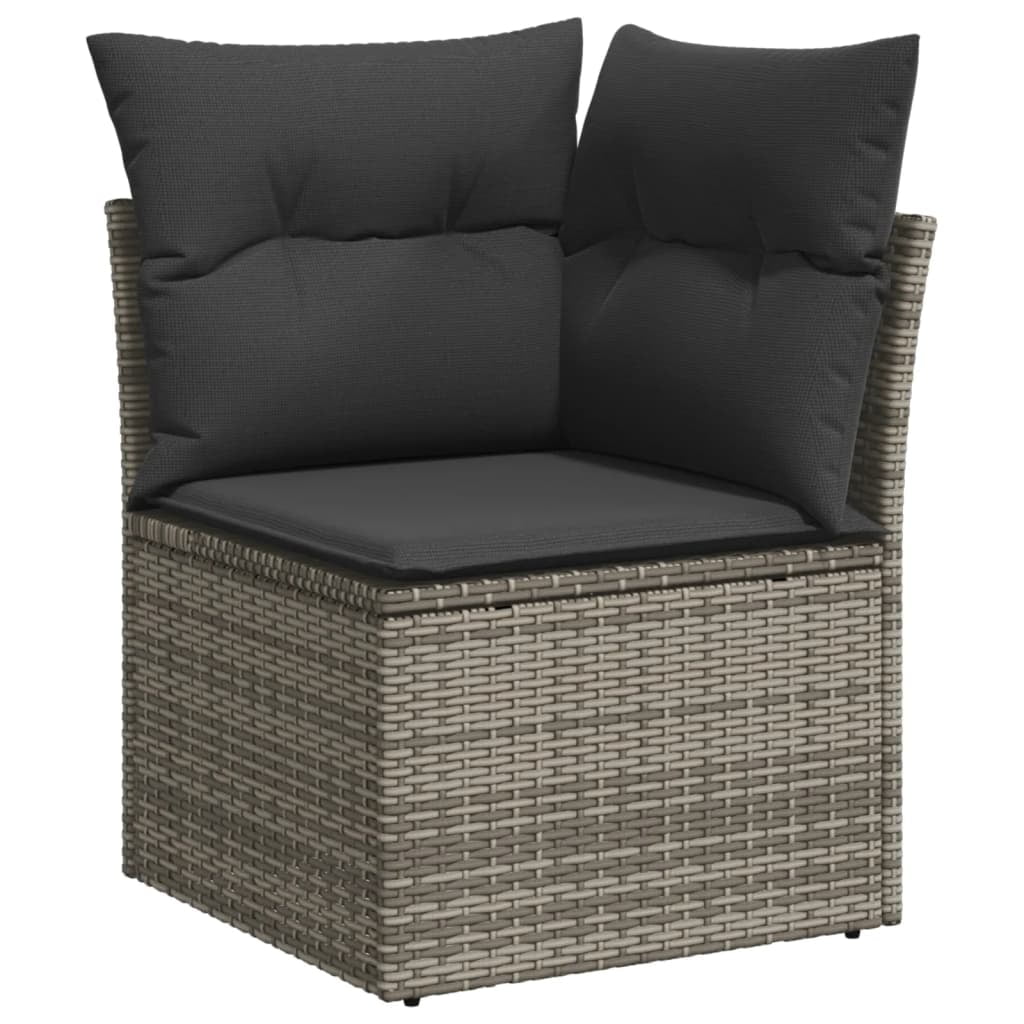 vidaXL Garden Sofa Set Grey PE rattan 6 Piece Set Adjustable Armrests