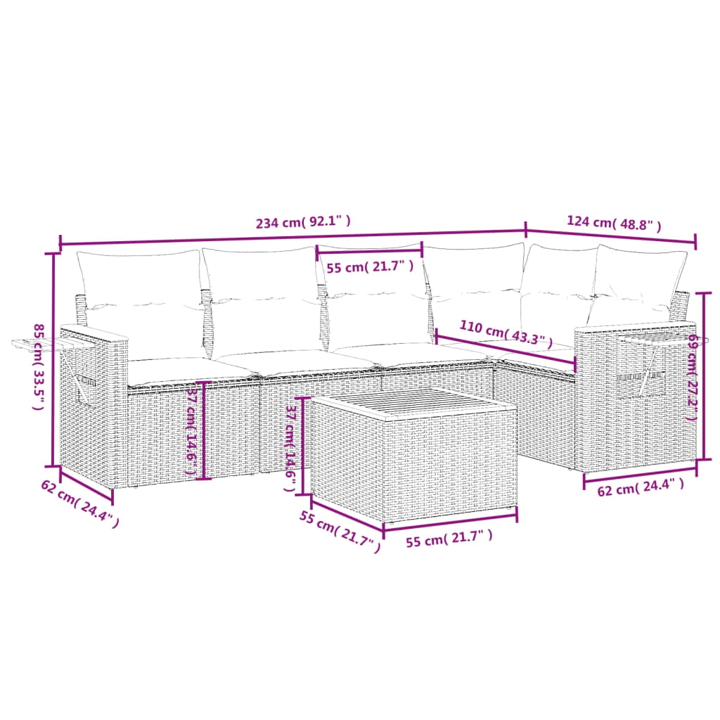 vidaXL Garden Sofa Set Grey