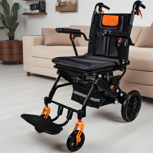 20LBS Ultra-Lightweight Foldable Wheelchair for Adults & Seniors, Carbon Fiber Frame, 10” Honeycomb Tires, 220LBS Capacity, 1-Second Fold for Travel