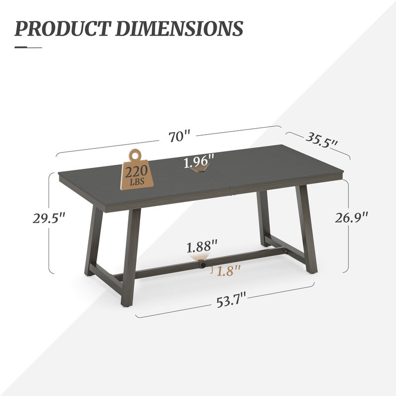 [Only 1 Table]Dycanpo Outdoor Dining Table,HDPS All-Weather Material Outdoor Table for Patio Lawn Garden,Dark Gray