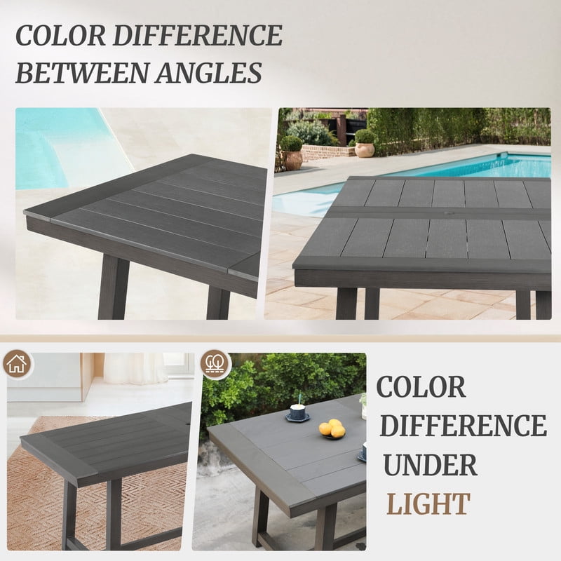 [Only 1 Table]Dycanpo Outdoor Dining Table,HDPS All-Weather Material Outdoor Table for Patio Lawn Garden,Dark Gray