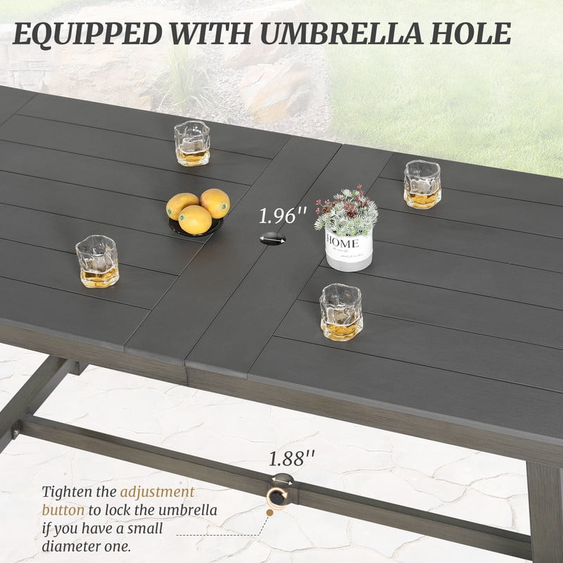 [Only 1 Table]Dycanpo Outdoor Dining Table,HDPS All-Weather Material Outdoor Table for Patio Lawn Garden,Dark Gray