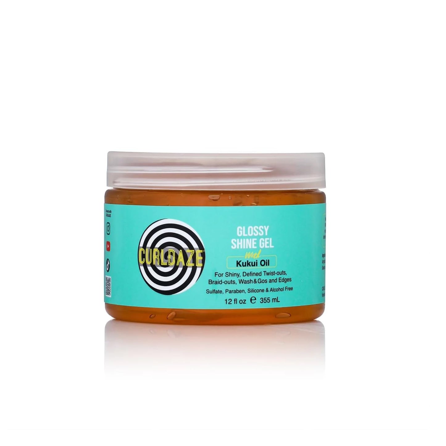 Curldaze Glossy Shine Gel, Frizz Solution Gel For Curly Or Wavy Hair, Hair Styling Products, Kukui Oil Hair Gel, Sulfate, Parabe