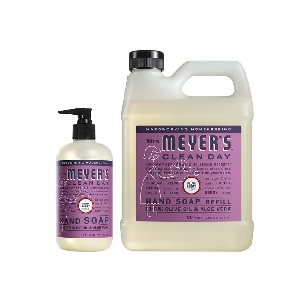 Mrs. Meyer 'S Liquid Hand Soap Variety, 1 Plum Berry Refill, 1 Plum Berry Hand Soap, 2 Ct