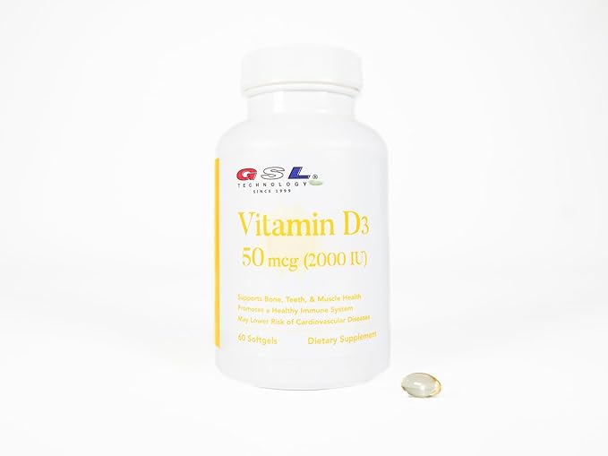 | Vitamin D3 | 50 mcg (2000 IU) Per Softgel | Dietary Supplement for Bone Health | Made in USA | 3 Pack of 60 Count (180 Softgels Total)