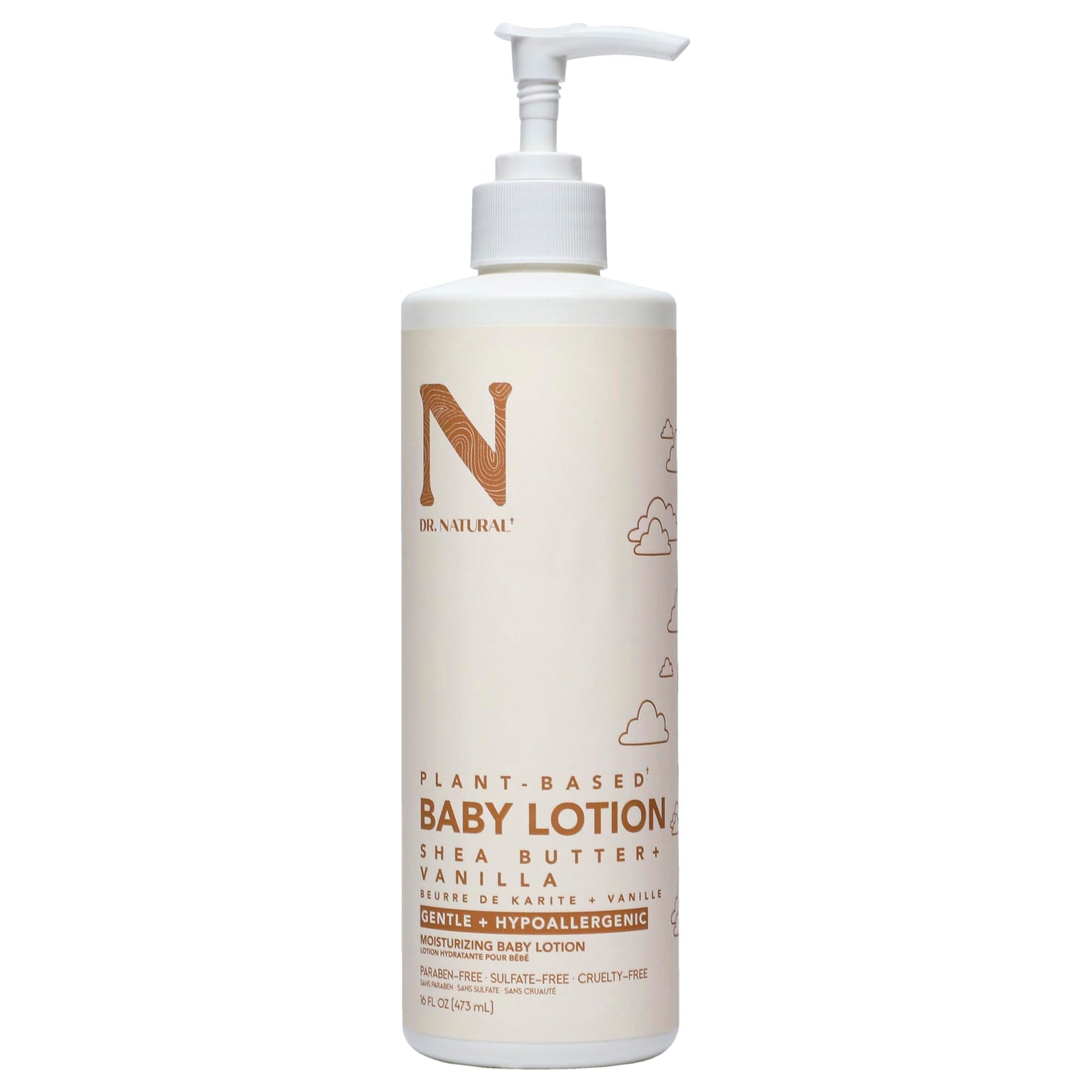 Dr. Natural Baby Lotion, Shea Butter And Vanilla, 16 Oz - Non-Greasy, Body Lotion For Dry Skin - Hypoallergenic And Paraben-Free