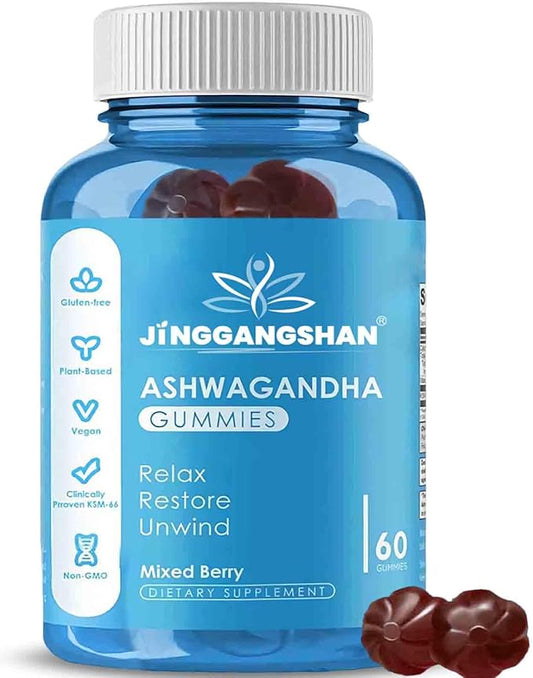 (60 Count) Ashwagandha Gummies KSM-66 - Mixed Berry, Vegan, Plant Based, Non-GMO, Gluten-Free & Gelatin Free Relax, Organic Ashwa Root Extract Supplement for Immune Support