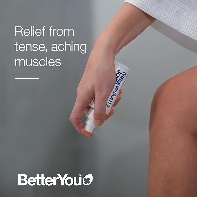 BetterYou Magnesium Joint Body Spray - Muscle Relief Spray - Topical Magnesium Chloride and Glucosamine - Cooling Menthol and Eucalyptus - 3.38 oz