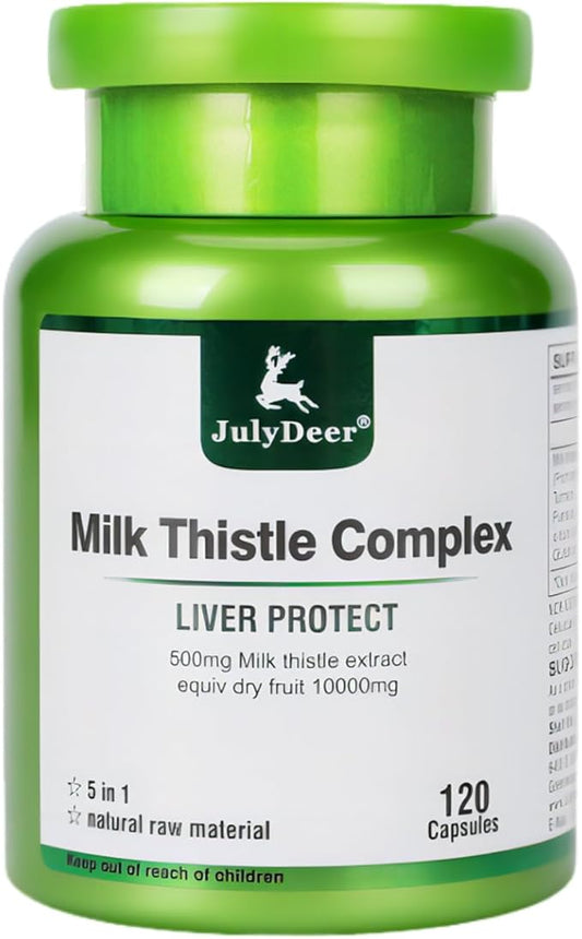 Milk Thistle Silymarin Marianum 630 mg Liver Support, Antioxidant Support, Detox, Liver Protection Capsules for Staying Up Late, Drinking and Hangover, Dull Skin