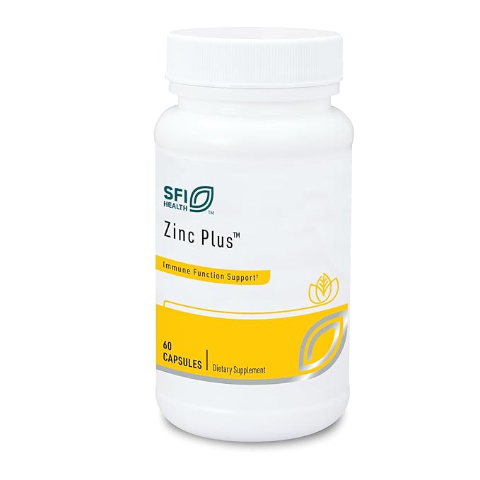 Klaire Labs Zinc Plus Immune Support Supplement - Zinc Citrate with Copper, Vitamin B6 & Vitamin C - Hypoallergenic (60 Capsules)