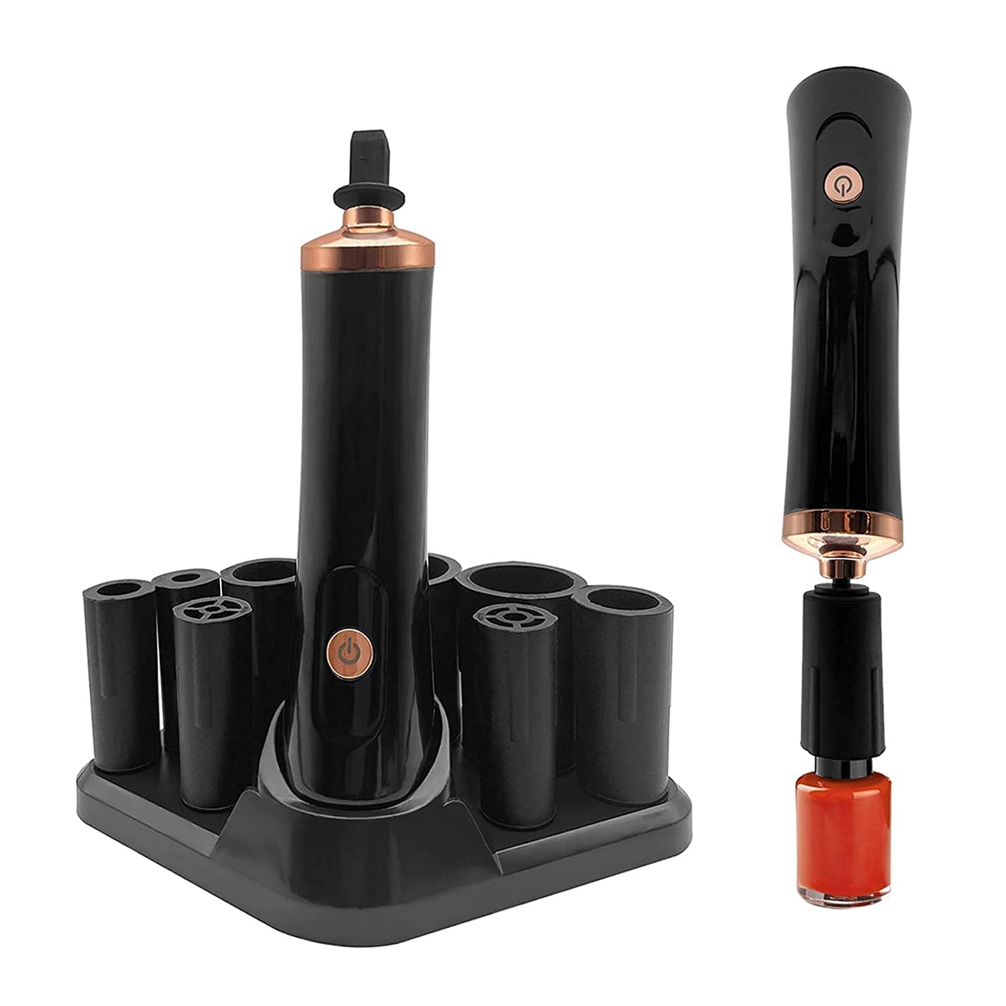 Zlmondee Nail Lacquer Shaker, Nail Polish Mixer, Portable Electric Eyelash Glue Shaker With 2 Connectors And 8 Sizes Of Caliber