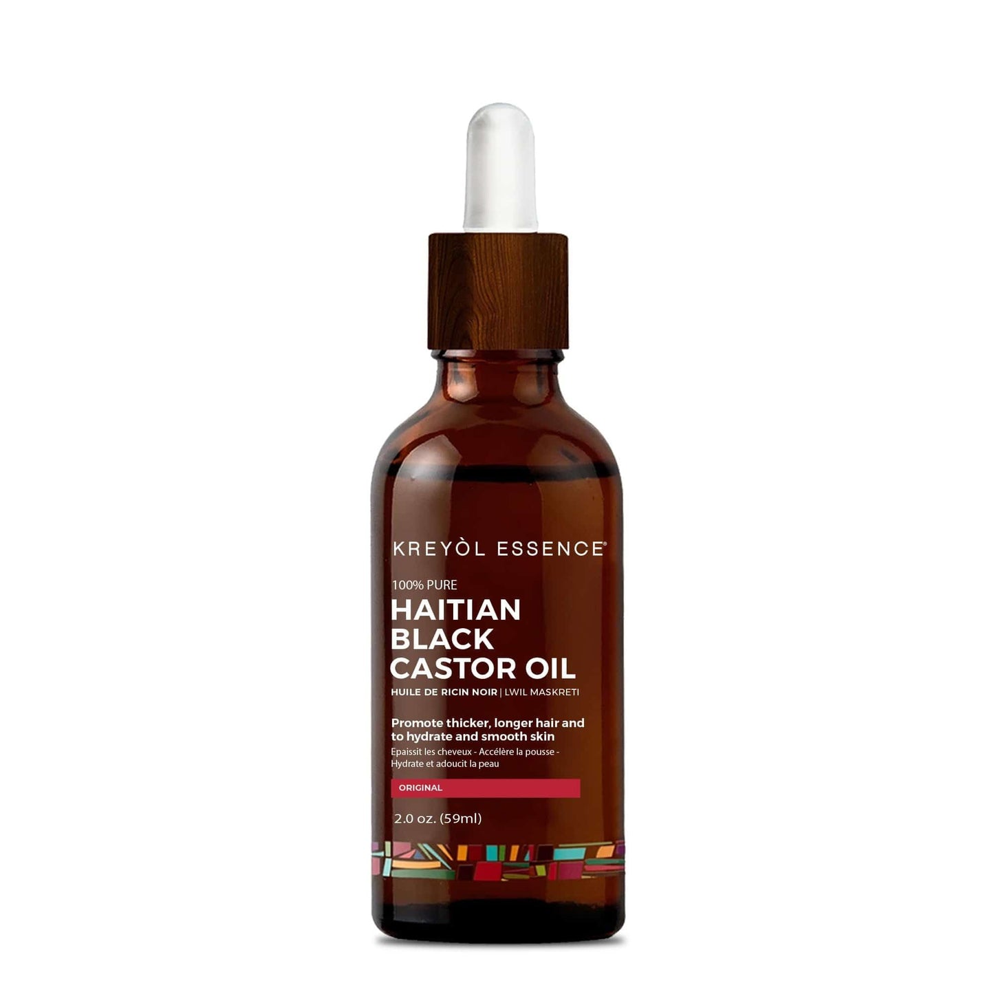 Kreyol Essence - 2 Oz Original Haitian Black Castor Oil, Glass Bottle - Hair Growth, Thicker Brows & Longer Eyelashes, Paraben F