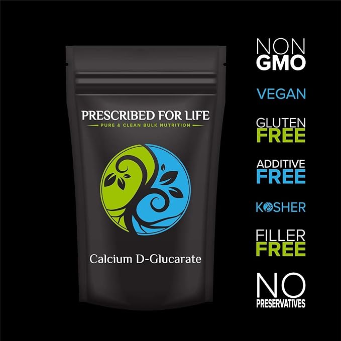 Prescribed for Life Calcium D Glucarate Powder, Pure CDG Fine Powder, USP Grade, Vegan, Gluten Free, Non GMO (2oz / 56g)