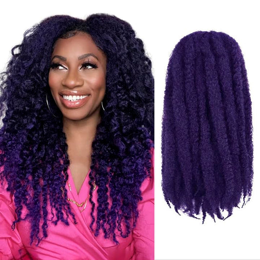 Toyotress Marley Hair Crochet Braids - 24 Inch 6 Packs T-Purple Marley Twist Crochet Hair For Faux Locs, Afro Kinky Curly Marley