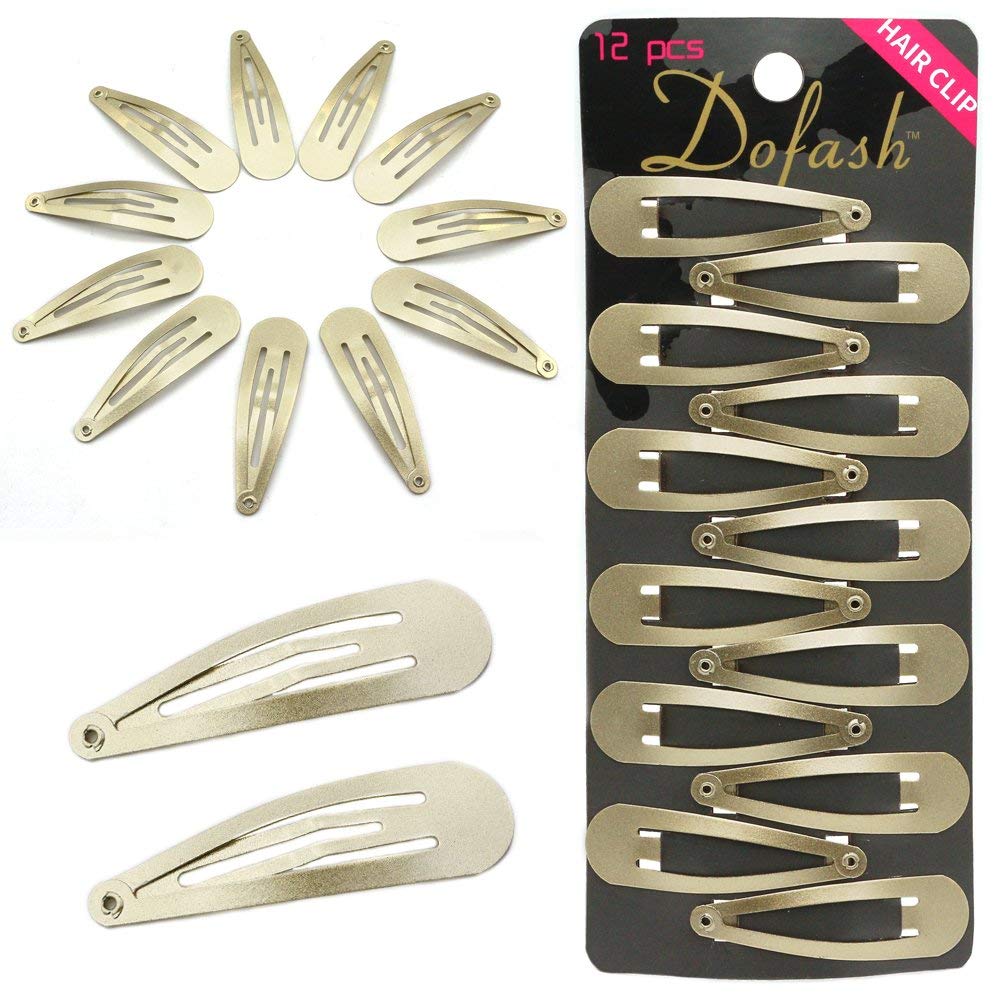 Dofash 5Cm/2In Blonde Christmas Hair Clips For Thick Hair Metal Snap Barrettes Hair Grips Hair Accessories For Women 12 Count/Bl