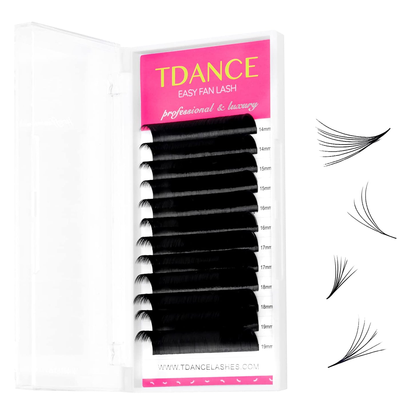 Tdance Eyelash Extension Supplies Rapid Blooming Volume Eyelash Extensions Thickness 0.12 Cc Curl Mix 14-19Mm Easy Fan Volume La