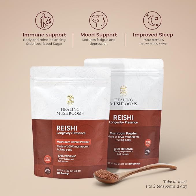 Reishi Extract Powder, Organic Mushroom Supplement (100 Gram)