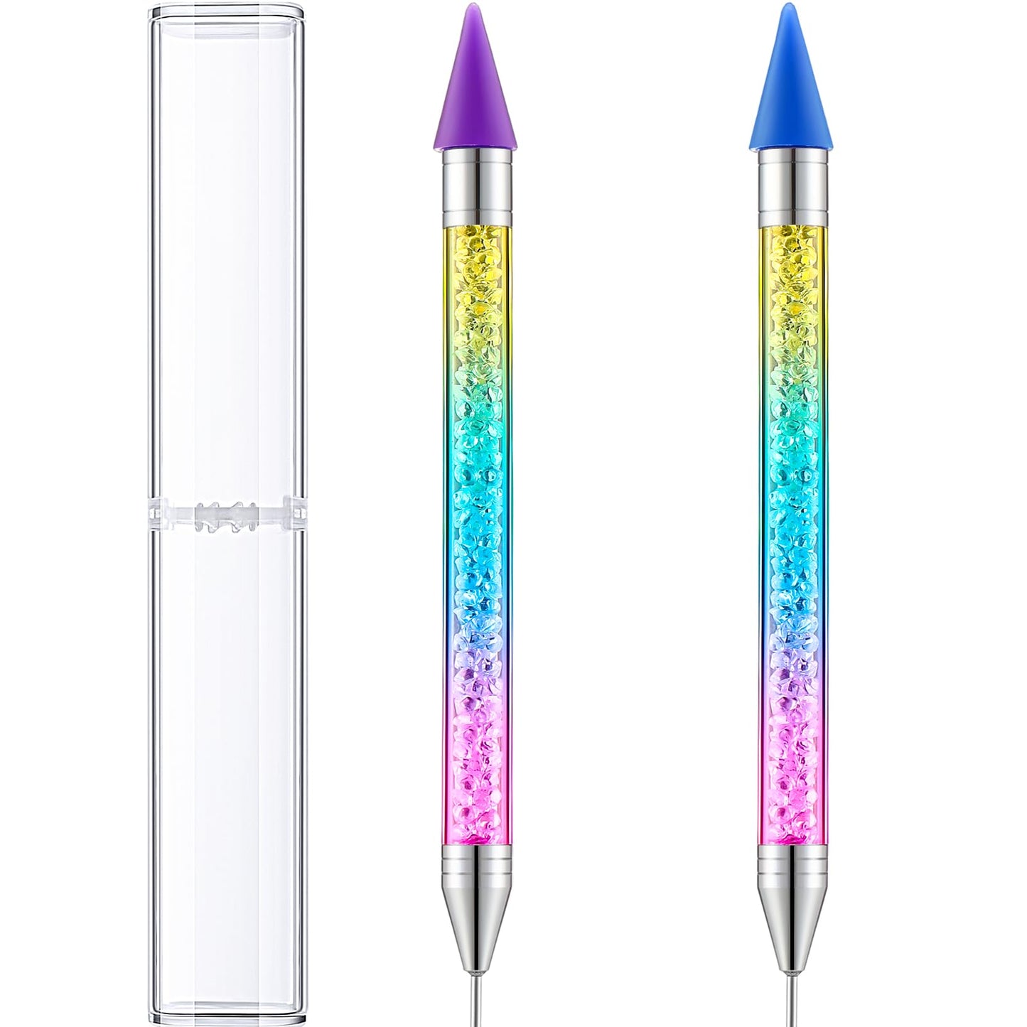 Tatuo 2 Pieces Rhinestone Picker Dotting Pen, Dual Ended Rhinestone Gems Crystals Studs Picker Wax Pencil Pen Crystal Beads Hand