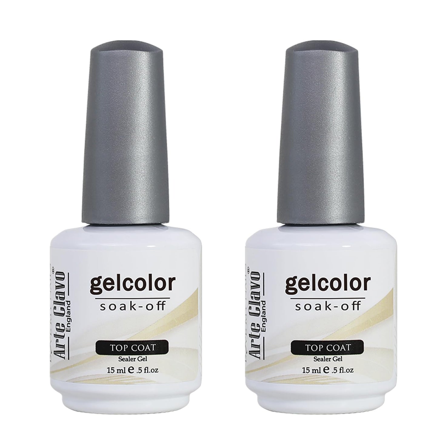 Arte Clavo Gel Polish 2Pcs 15Ml No Wipe Top Coat High Gloss Shiny Long-Lasting Clear Gel Top Coat, Soak Off Nail Lamp Nail Gel,