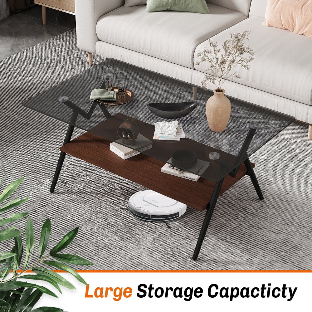 Coffee Table and End tables Set of 3, Tempered Glass Table with MDF layer, Modern Tables for Living Room , Transparent Glass