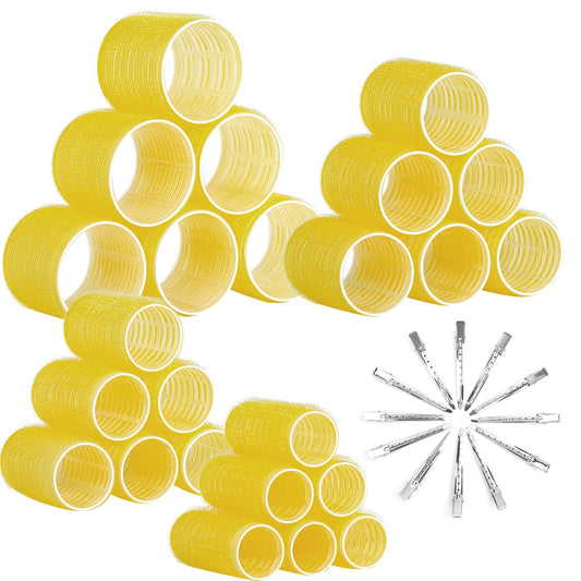 Self Grip Hair Rollers Curlers Set 36Pcs, Hair Roller Sets 4 Sizes (Jumbo, Large, Medium, Small) With Clips For Long Medium Shor